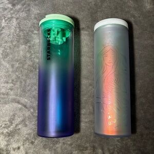Starbucks 16 oz Travel Tumblers Iridescent Siren Mermaid & Frosted Blue